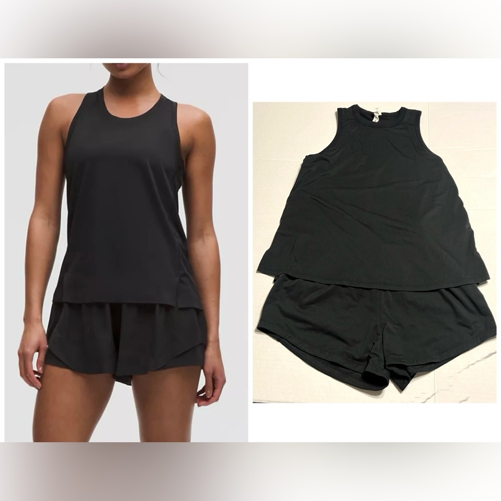 Lululemon Fast and Free Singlet with Spanx The Get Moving Double Layer Shorts